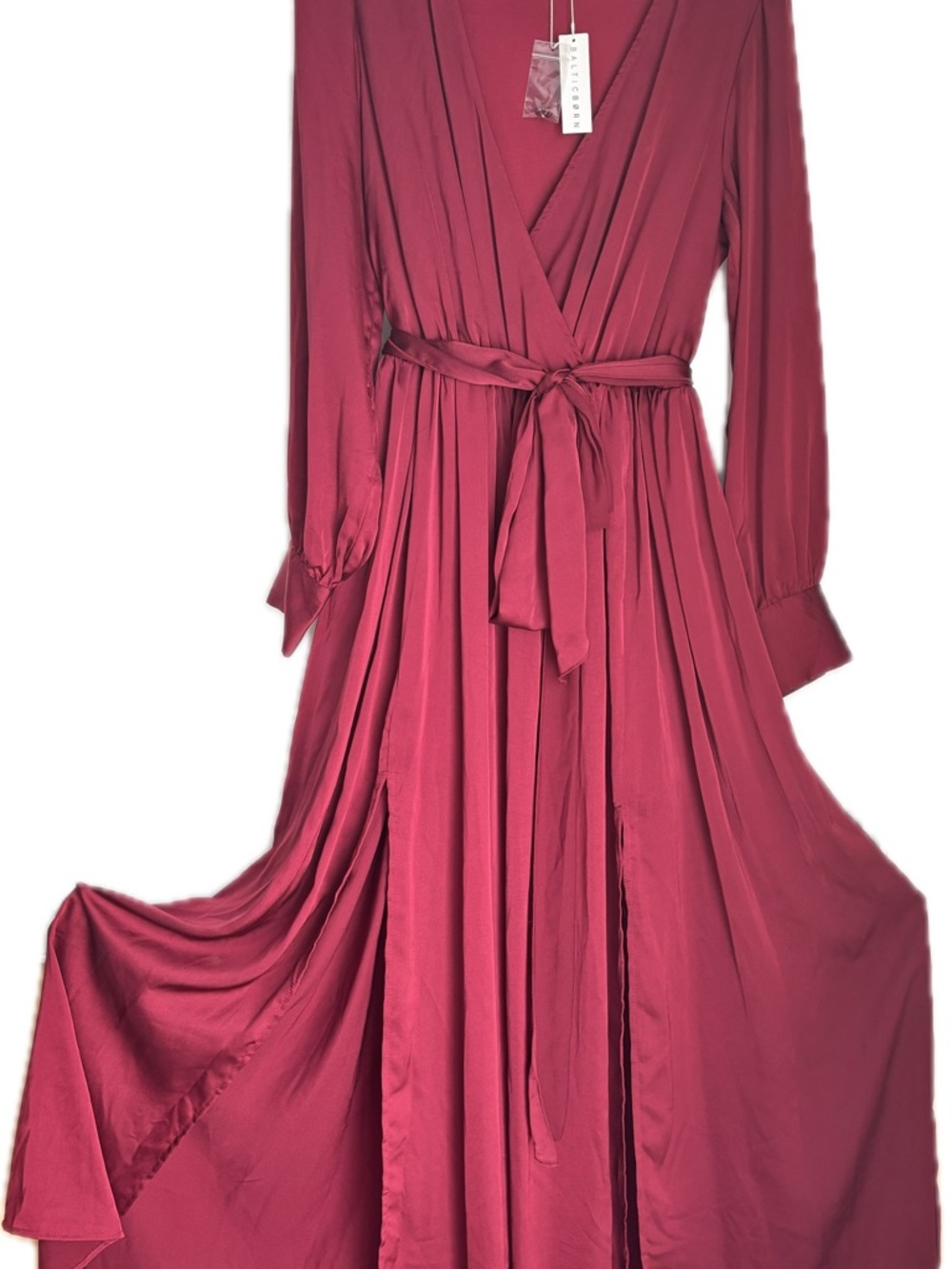 Baltic Born Deep Red Wrap Dress with V-Neck